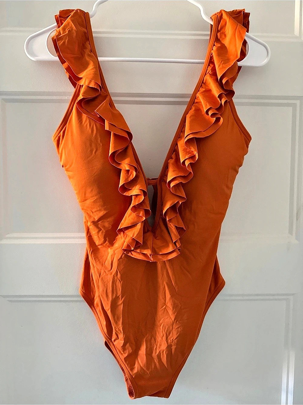 Michael Kors Ruffle One-Piece Swimsuit in Orange Size 12 Like New